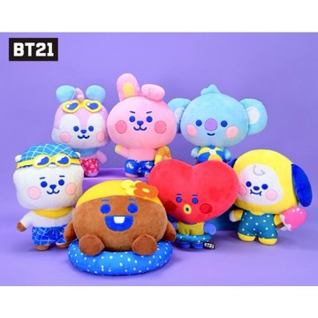 【BT21】6吋 BABY海灘系列 絨毛娃娃(隨機出貨)【墊腳石】玩偶