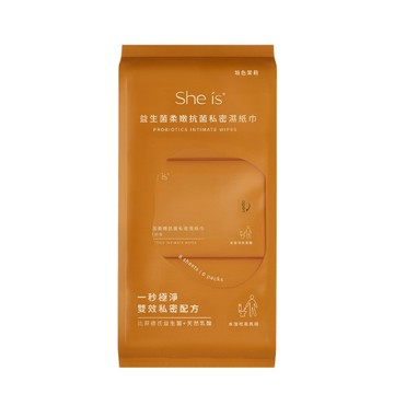 【SHE IS】益生菌柔嫩抗菌私密濕紙巾8抽X6包-珀色茉莉