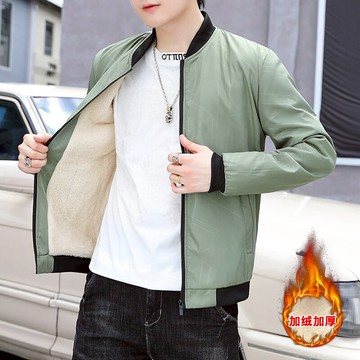 冬季外套男士新款韓版潮流冬季加絨加厚夾克修身帥氣春秋男裝