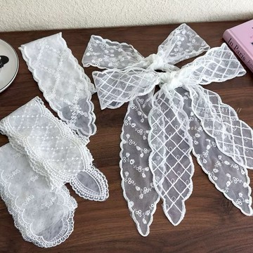 G307現貨-韓系氛圍感👉超仙蕾絲髮帶 絲巾 小絲巾 髮飾 綁包絲巾 頭巾 領巾 髮束 髮箍 造型絲巾 絲帶 頭帶