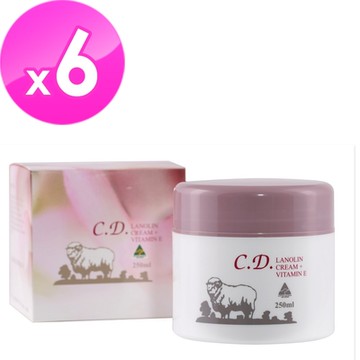 【澳洲Natures Care】C.D. 綿羊霜含維他命E(6入組 250g/罐) 即期品-2026年10月到期