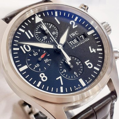 IWC インターナショナル・ウォッチ・カンパニー パイロットウォッチ IW371701 黒文字盤 レザーベルト Dバックル クロノグラフ  オートマチック メンズ 中古 | LINEブランドカタログ