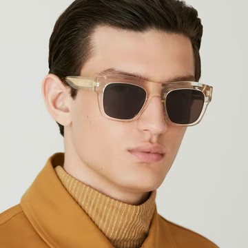 【GIGI Studios】經典粗長方框金飾太陽眼鏡(透明 - TURNER-6746/8)