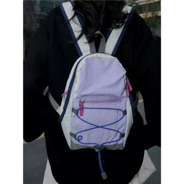 戶外雙肩包男撞色登山包運動復古書包輕便旅行包輕薄徒步小背包女