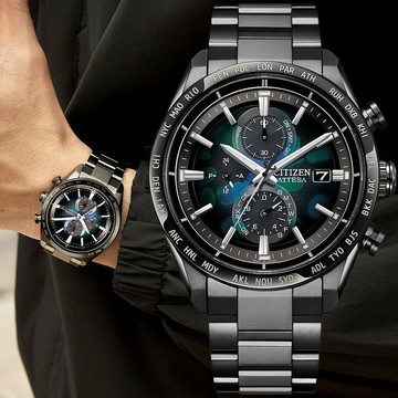 CITIZEN星辰 GENTS系列 100週年 限量 宇宙幻彩 光動能電波 鈦金屬計時腕錶 42mm/AT8286-65E