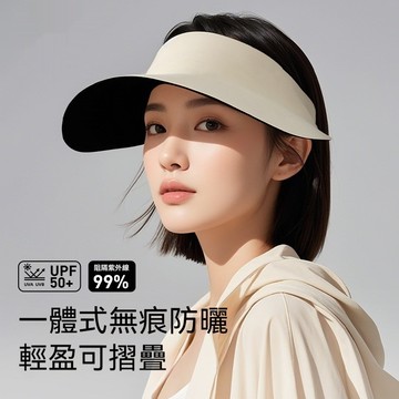 台灣出貨【輕便可折疊】無痕一體 防曬遮陽帽 防紫外線 夏季 加大 大帽檐 空頂帽 可折疊 遮陽 太陽帽子 抗UV帽