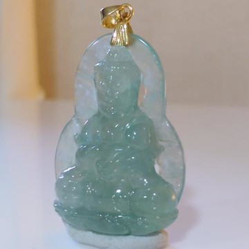 【緻麗珠寶】緻麗美墜玻冰種起膠滿綠觀音冰美墜