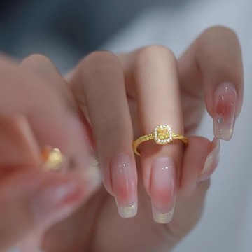 《Oni 歐妮》金沙小方糖 開口可微調戒指活口戒可調式戒圍-1個入