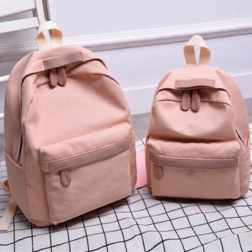 帆布雙肩包女韓版學院風森系初中生書包校園休閑簡約文藝輕便純色