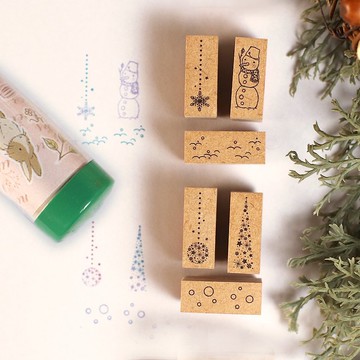 冬季限定・數量限定 冬日風景【迷你迷你印章六件組】雪人 雪花結晶 閃耀
