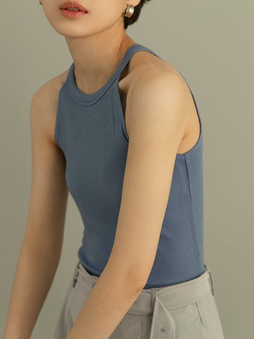 削肩親膚羅紋背心-mouggan