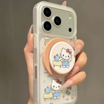 ins日韓小清新 裁縫師 KT貓 iPhone 17 16 15 14 Pro max 防摔 保護 手機殼 凱蒂磁吸支架
