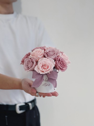 【永生玫瑰花盆花】• 情人節禮物/生日禮物/永生花/永生玫瑰花