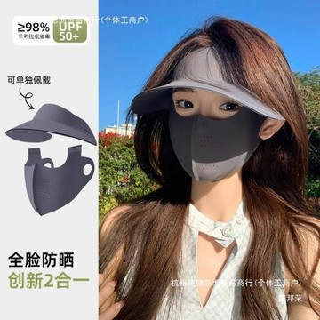 防曬面罩全臉夏季女可拆卸帽子護頸一體防紫外線遮陽騎行冰絲口罩