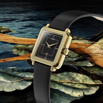 YEMA 野馬錶   法式懷情時尚女錶 手錶 黑色-YMHF1587-1AM