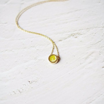 簡約幾何幸運色琺瑯鎖骨鍊-圓形金 雙面配戴 可刻字