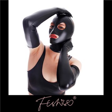 Ftshist動漫cosplay啞光乳膠皮latex束縛拉鏈蒙面頭套面罩