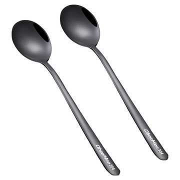 瑞典廚房 加厚304不鏽鋼湯匙/點心匙/甜點匙/飯匙/餐具 L(20.5cm)  黑色  2支  2支點心匙