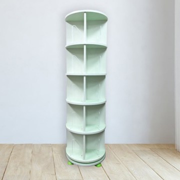 第一博士 - 360° 旋轉書櫃-五層式(高度167cm)-白圓綠方-支架16入+水平儀4入