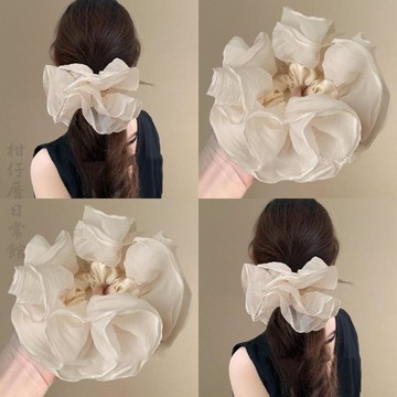 🔥2件9折🍊臺北出貨🍊可開發票超大號花邊大腸髮圈新款氣質優雅頭繩發繩頭花女高級感扎馬尾