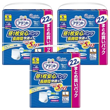elleair 艾黎艾爾 Attento 愛適多 日本大王 長時間膚適安心褲型成人紙尿褲 5回吸收  L (80~125cm)  3個  22片