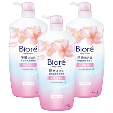Biore 蜜妮 台灣公司貨 淨嫩沐浴乳 浪漫櫻花香 水采保濕型  1kg  3瓶