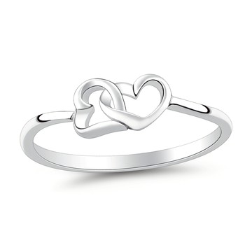 AchiCat．925純銀戒指．愛的連結．愛心．淑女尾戒．防小人戒指．生日禮物．AS9022