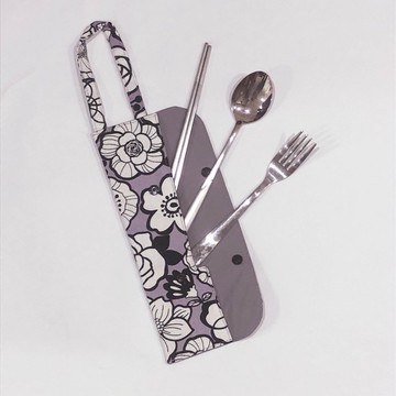 提把環保餐具套 - 淺紫玫瑰