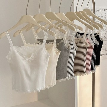 【Super Q】86083#蕾絲花邊蝴蝶結吊帶背心 小可愛 BRA TOP 吊帶背心 胸墊背心 內搭背心 蕾絲背心
