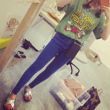 【Billgo】※現貨【深藍L碼】水洗直筒牛仔九分小腳褲【RK67217】