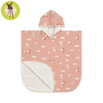 德國Lassig-嬰幼兒抗UV斗篷沙灘巾-海豚粉