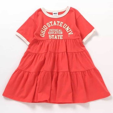 日本 BREEZE - 學院風分層短袖洋裝-紅