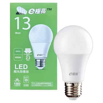 e極亮 全電壓 13W LED超光效燈泡 E27  1個  自然光