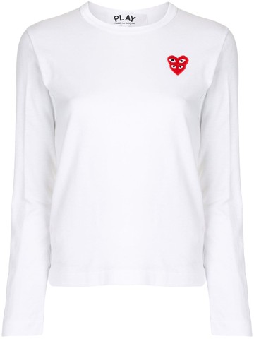 Comme Des Garçons Play - heart-patch long-sleeve T-shirt - women - Cotton - M - White