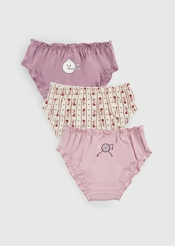 女童三入組_ 抗菌系列．抓皺花苞三角內褲(小小願望)