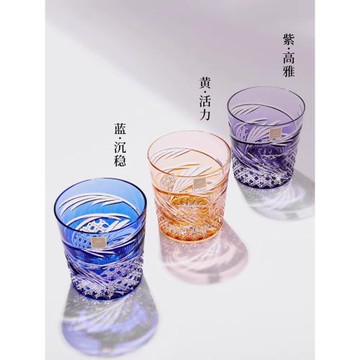 日本KAGAMI江戶切子舞踴洛克杯洋酒杯進口水晶玻璃威士忌杯高顏值