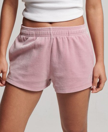 Superdry Women's Women's S Logo Velour Shorts Pink / Everglow Pink - Size: 10 Size: 6