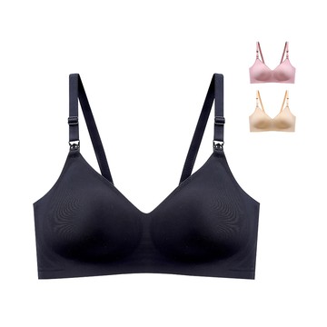 JoyNa - 無痕果凍乳膠內衣 上開式哺乳釦  柔軟&透氣-黑色