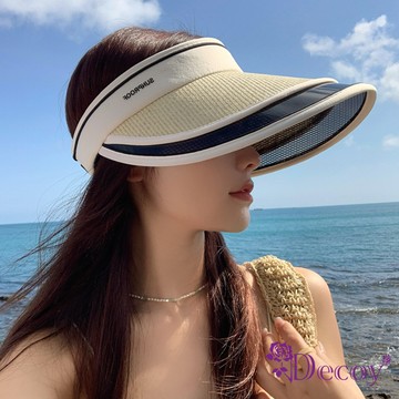 【Decoy】草編假兩件＊加大防曬空頂遮陽帽/顏色可選