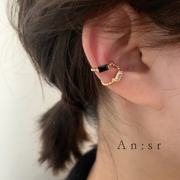 An:sr—「氣質鋯石耳骨夾 」免穿耳洞 無耳洞 耳飾 飾品 耳夾 c型耳環 黑鋯石 白鋯石A0039