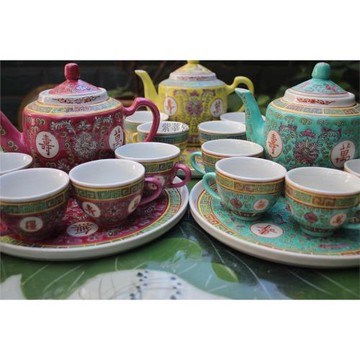 6頭茶具茶盤茶杯套裝景德鎮仿古手繪萬壽無疆陶瓷廠貨老款式功夫