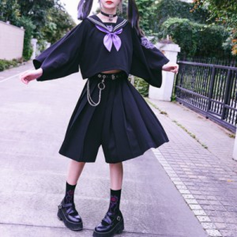 ゴスロリ キュロットスカート プリーツスカート 黒 チェック柄 可愛い Jk制服風 幅広 病み可愛い ストリート系 ゴシック 原宿系 10代 通販 Lineポイント最大1 0 Get Lineショッピング