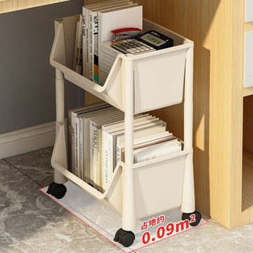 桌下書架可移動辦公室小推車落地桌面收納書櫃學生宿舍置物架帶輪