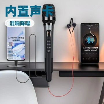 新款熱門混響麥克風話筒唱歌KTV家用戶外心型指向聲卡麥克風一體【Snowbelle優選】