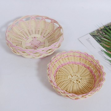 清倉價仿藤編收納筐水果盤超市水果展示框居家家用面包筐編織筐