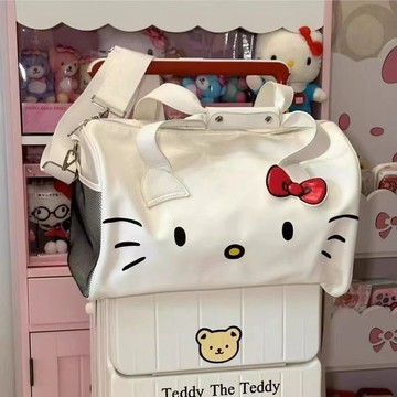 臺灣/現✨包包 旅行包 收納包 斜挎包HelloKitty卡通可愛單肩凱蒂手提蝴蝶結健身包斜旅行包