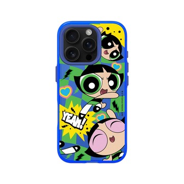 iPhone 16 Pro Clear 激光藍 - The Powerpuff Girls 飛天小女警 - 毛毛 - 可愛格紋款