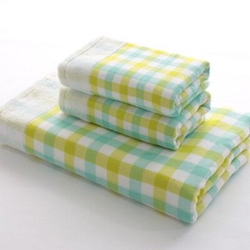 現貨+預購 浴巾 毛巾 三件套-時尚格紋柔軟吸水純棉衛浴用品3色72t4【獨家進口】【米蘭精品】