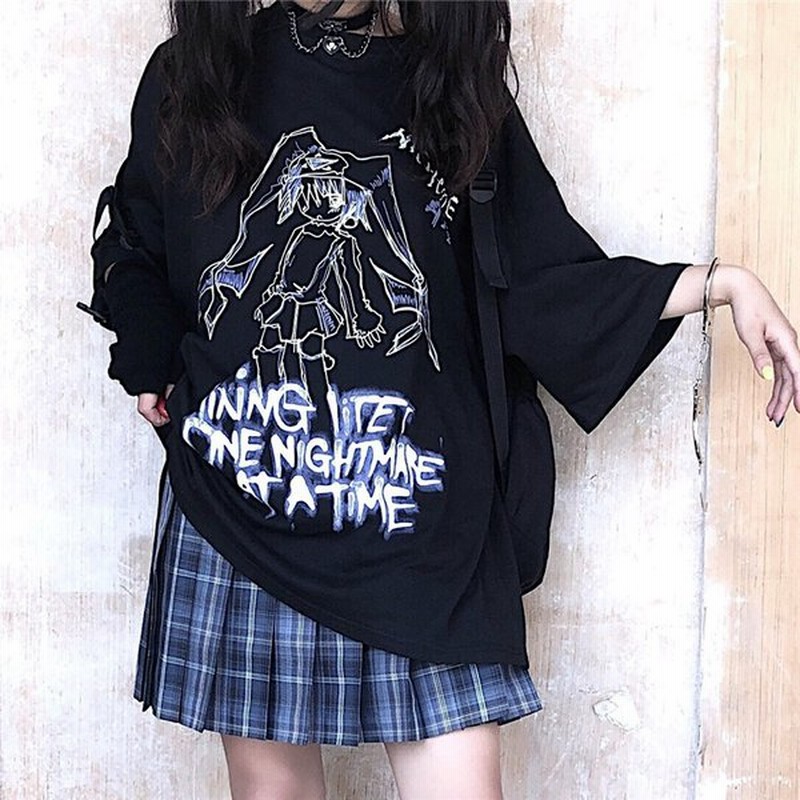 Tシャツ 半袖 夏服 トップス プリント 病みかわいい レディース ティーシャツ地雷系 通販 Lineポイント最大get Lineショッピング