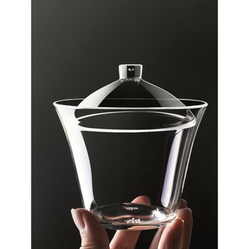 九土手工吹制玻璃蓋碗耐高溫功夫茶具蓋杯日式風禪味茶道器具茶杯
